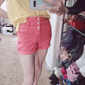 Coral Pink High Rise Shorts